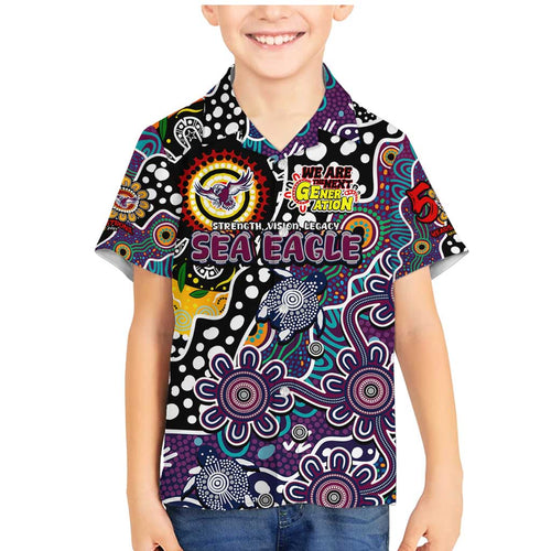 Personalised Sea Eagles NRL Celebrating 50 Years of Naidoc Family Matching Mermaid Dress and Hawaiian Shirt NAIDOC Week 2025 Aboriginal
