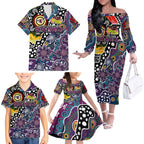 Personalised Sea Eagles NRL Celebrating 50 Years of Naidoc Family Matching Off The Shoulder Long Sleeve Dress and Hawaiian Shirt NAIDOC Week 2025 Aboriginal