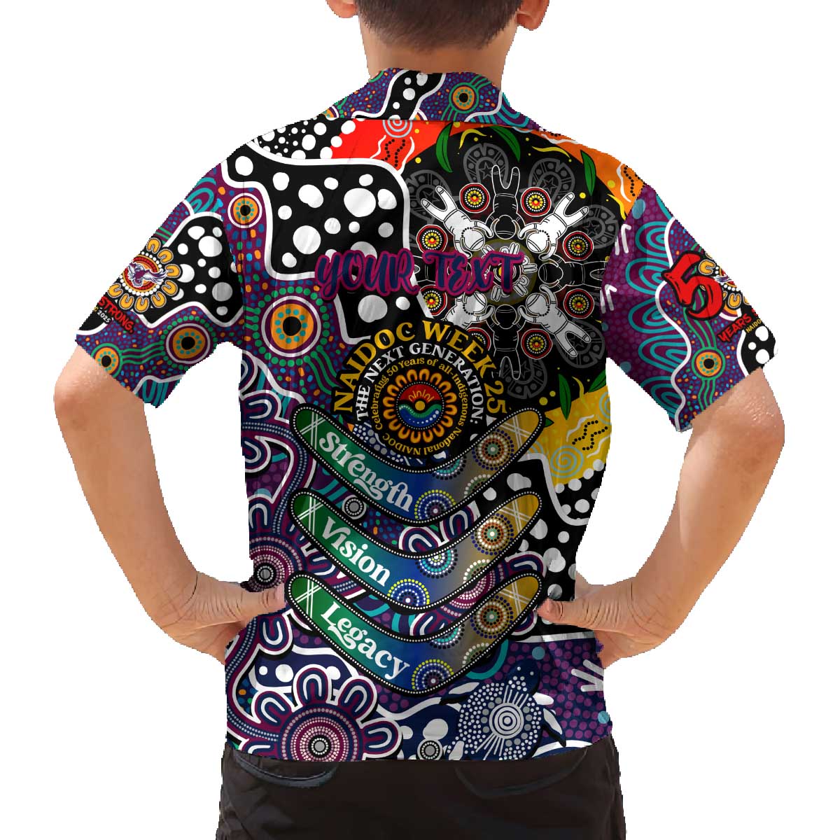Personalised Sea Eagles NRL Celebrating 50 Years of Naidoc Family Matching Off The Shoulder Long Sleeve Dress and Hawaiian Shirt NAIDOC Week 2025 Aboriginal
