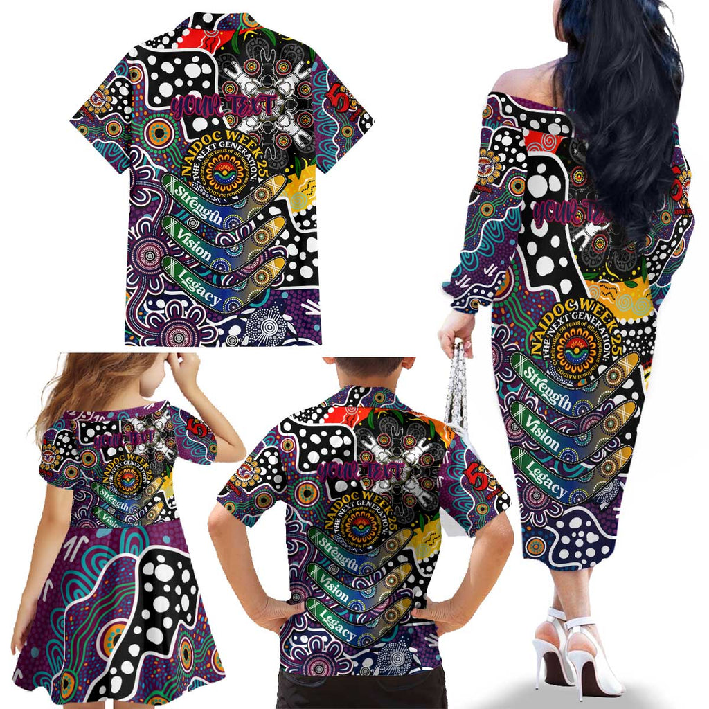 Personalised Sea Eagles NRL Celebrating 50 Years of Naidoc Family Matching Off The Shoulder Long Sleeve Dress and Hawaiian Shirt NAIDOC Week 2025 Aboriginal