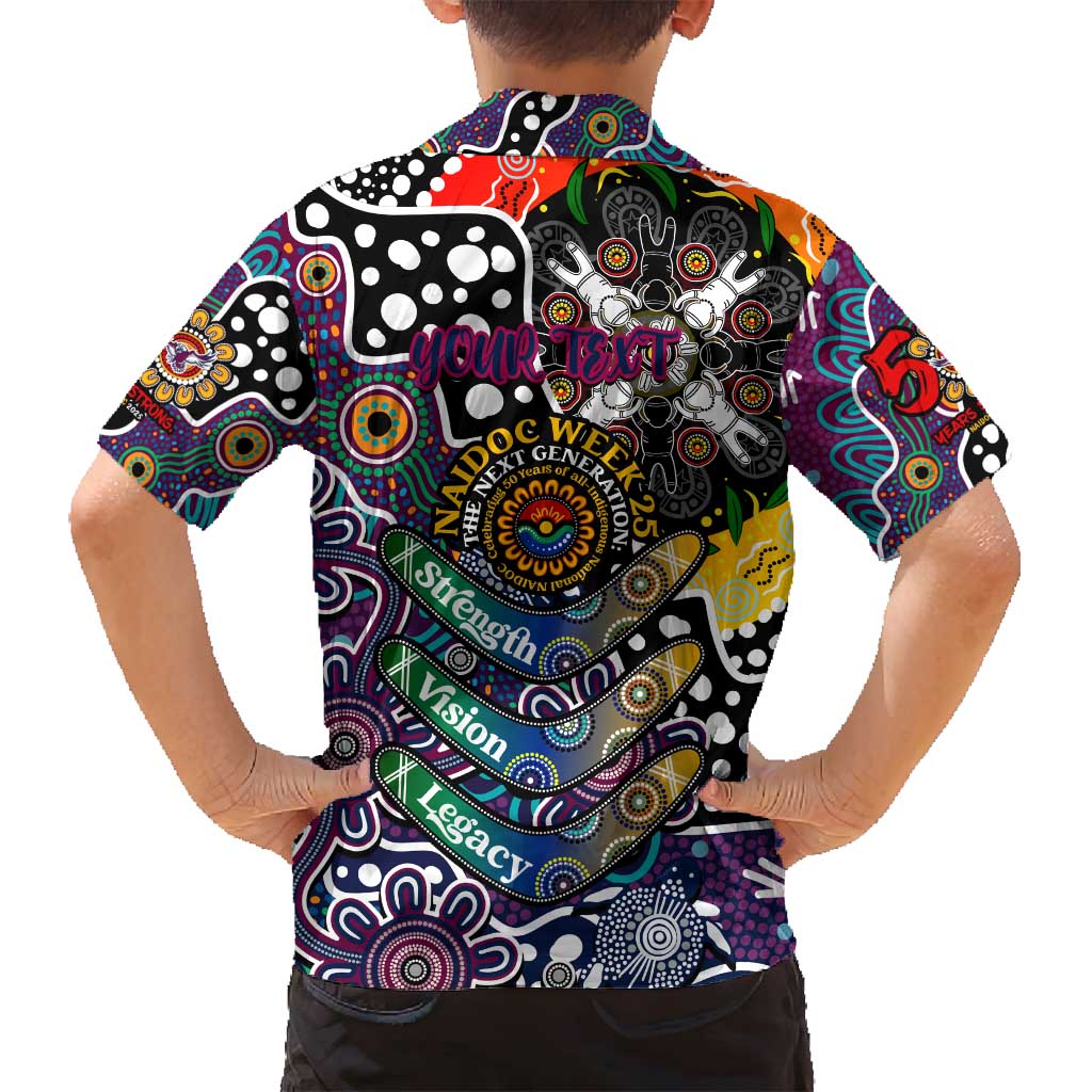 Personalised Sea Eagles NRL Celebrating 50 Years of Naidoc Family Matching Off Shoulder Maxi Dress and Hawaiian Shirt NAIDOC Week 2025 Aboriginal