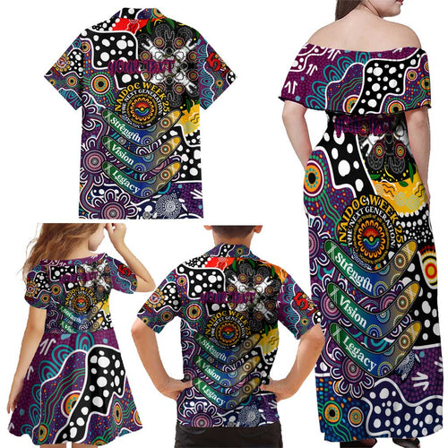 Personalised Sea Eagles NRL Celebrating 50 Years of Naidoc Family Matching Off Shoulder Maxi Dress and Hawaiian Shirt NAIDOC Week 2025 Aboriginal