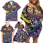 Personalised Sea Eagles NRL Celebrating 50 Years of Naidoc Family Matching Off Shoulder Short Dress and Hawaiian Shirt NAIDOC Week 2025 Aboriginal