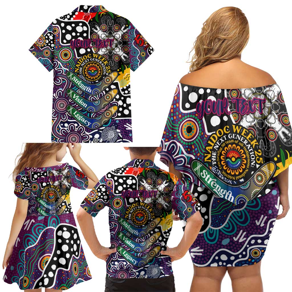 Personalised Sea Eagles NRL Celebrating 50 Years of Naidoc Family Matching Off Shoulder Short Dress and Hawaiian Shirt NAIDOC Week 2025 Aboriginal