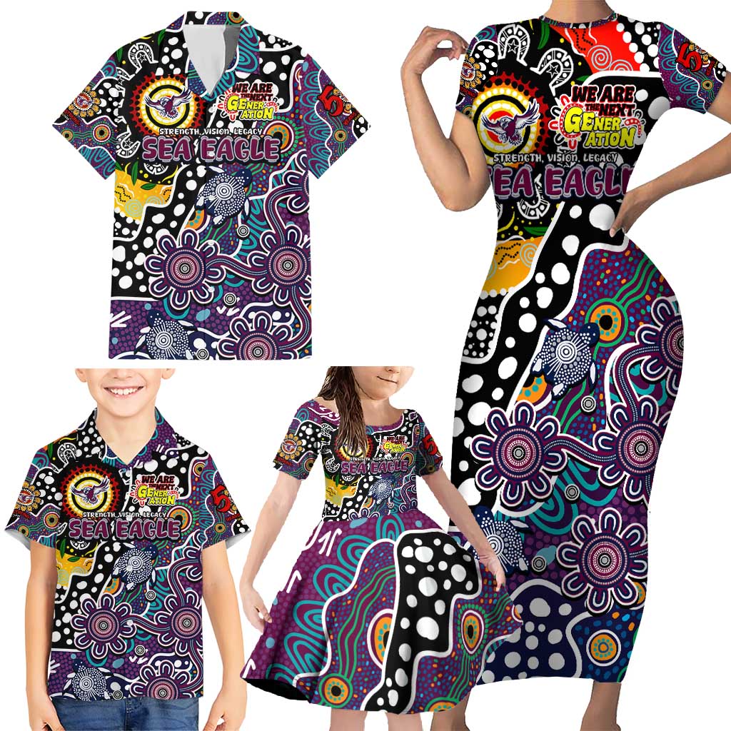 Personalised Sea Eagles NRL Celebrating 50 Years of Naidoc Family Matching Short Sleeve Bodycon Dress and Hawaiian Shirt NAIDOC Week 2025 Aboriginal