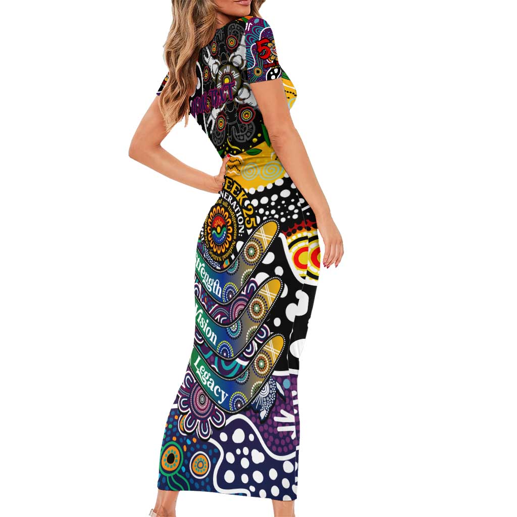 Personalised Sea Eagles NRL Celebrating 50 Years of Naidoc Family Matching Short Sleeve Bodycon Dress and Hawaiian Shirt NAIDOC Week 2025 Aboriginal