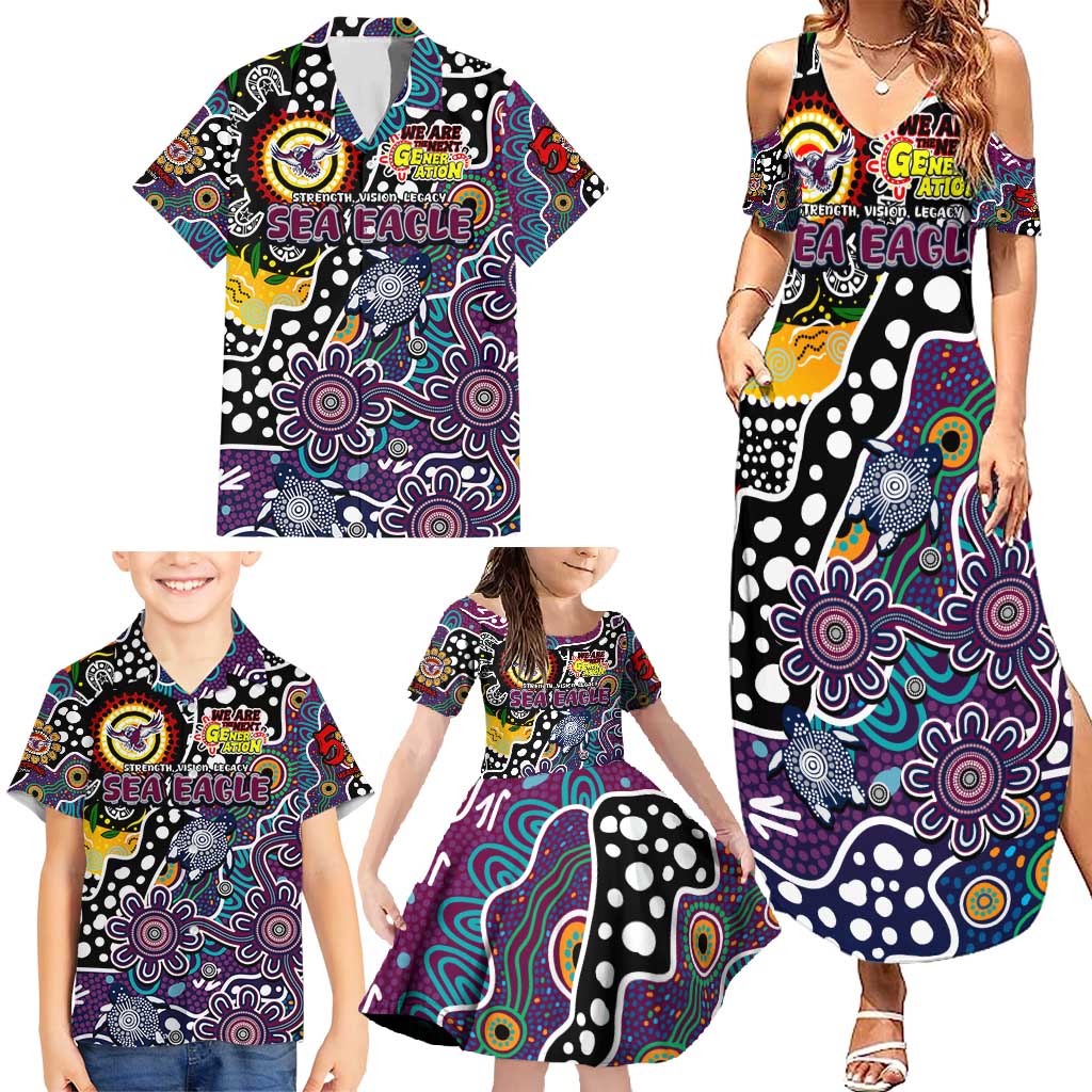 Personalised Sea Eagles NRL Celebrating 50 Years of Naidoc Family Matching Summer Maxi Dress and Hawaiian Shirt NAIDOC Week 2025 Aboriginal
