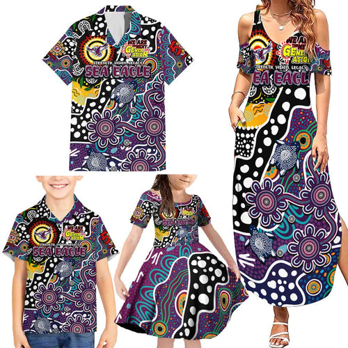 Personalised Sea Eagles NRL Celebrating 50 Years of Naidoc Family Matching Summer Maxi Dress and Hawaiian Shirt NAIDOC Week 2025 Aboriginal