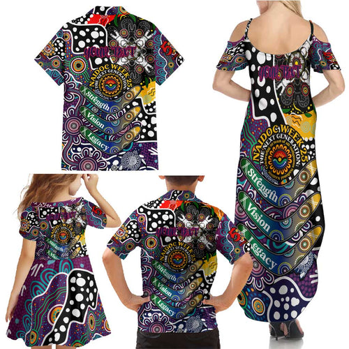 Personalised Sea Eagles NRL Celebrating 50 Years of Naidoc Family Matching Summer Maxi Dress and Hawaiian Shirt NAIDOC Week 2025 Aboriginal