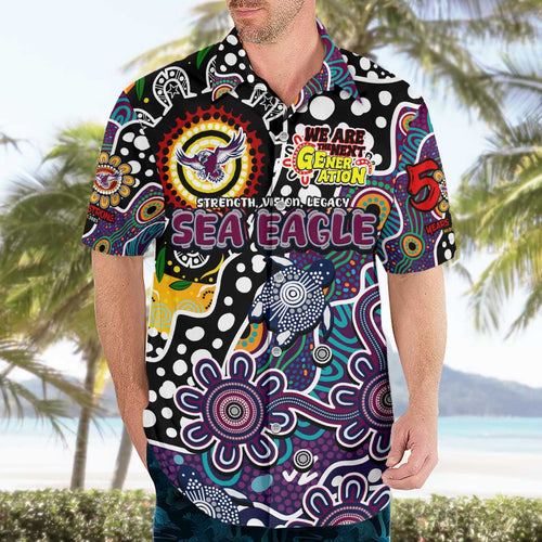 Personalised Sea Eagles NRL Celebrating 50 Years of Naidoc Hawaiian Shirt NAIDOC Week 2025 Aboriginal