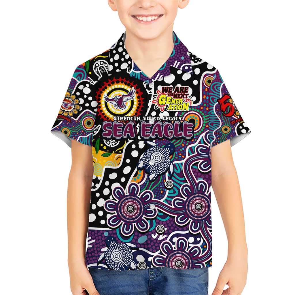 Personalised Sea Eagles NRL Celebrating 50 Years of Naidoc Kid Hawaiian Shirt NAIDOC Week 2025 Aboriginal