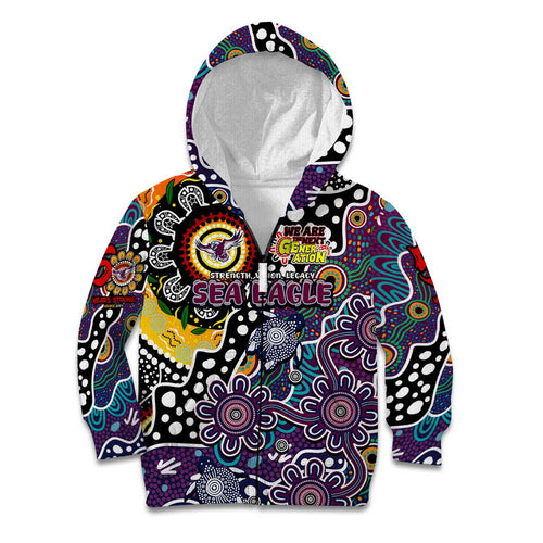 Personalised Sea Eagles NRL Celebrating 50 Years of Naidoc Kid Hoodie NAIDOC Week 2025 Aboriginal
