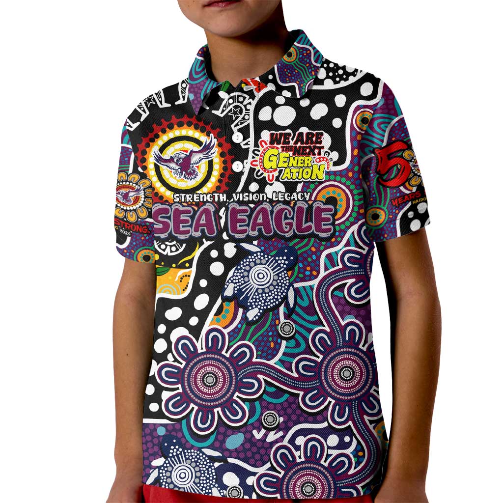 Personalised Sea Eagles NRL Celebrating 50 Years of Naidoc Kid Polo Shirt NAIDOC Week 2025 Aboriginal