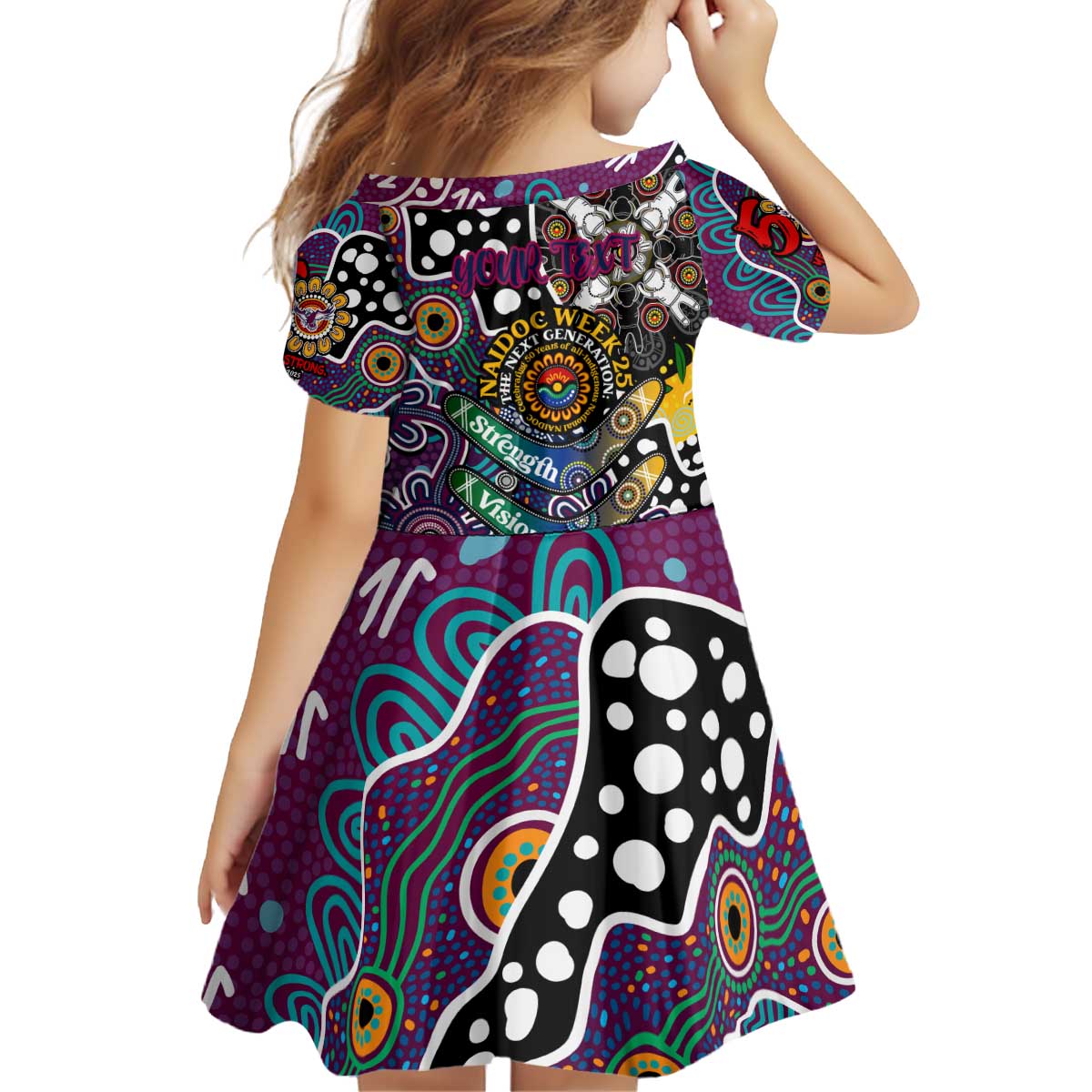 Personalised Sea Eagles NRL Celebrating 50 Years of Naidoc Kid Short Sleeve Dress NAIDOC Week 2025 Aboriginal