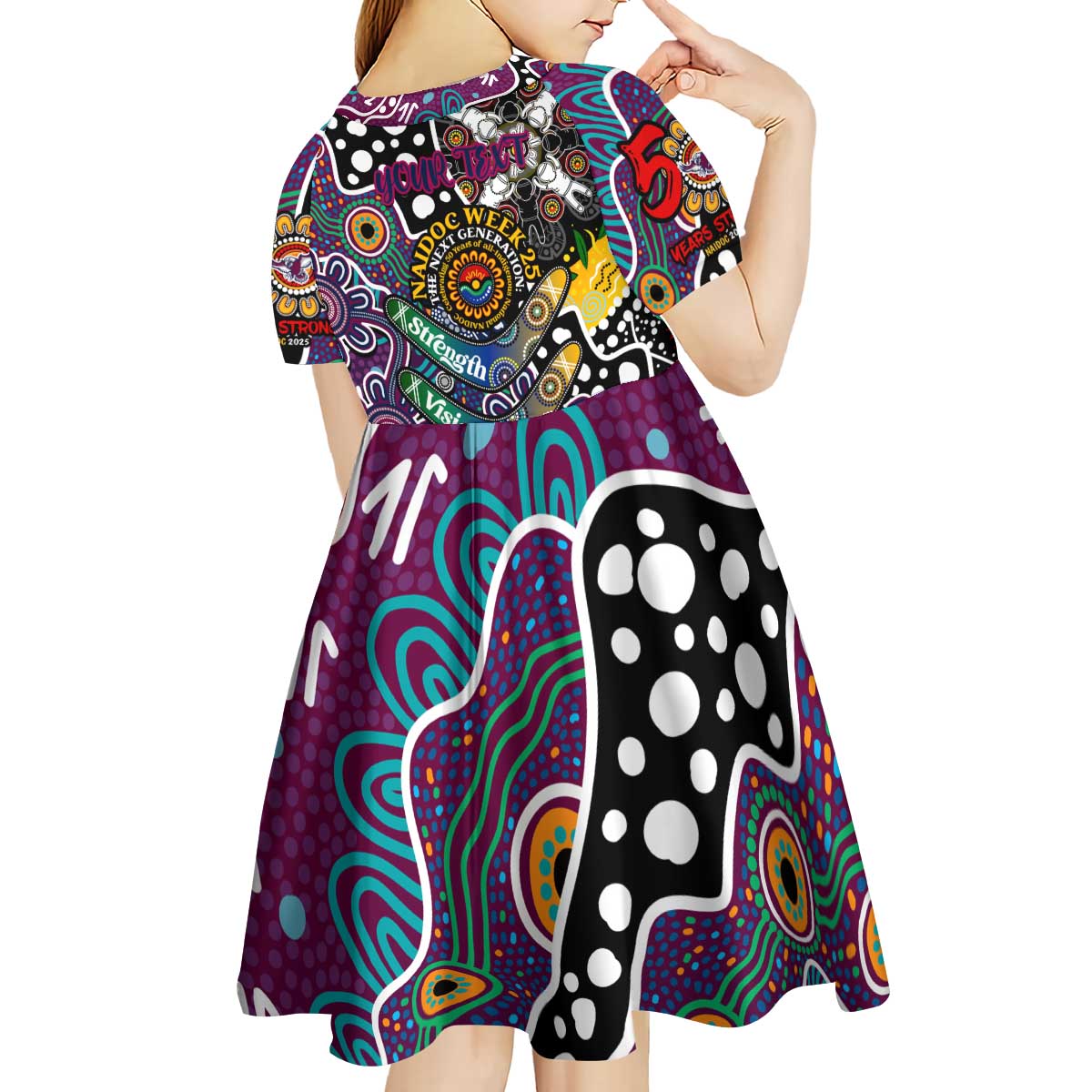 Personalised Sea Eagles NRL Celebrating 50 Years of Naidoc Kid Short Sleeve Dress NAIDOC Week 2025 Aboriginal
