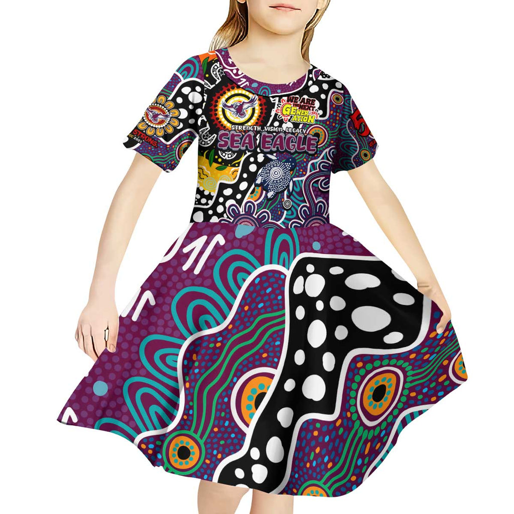 Personalised Sea Eagles NRL Celebrating 50 Years of Naidoc Kid Short Sleeve Dress NAIDOC Week 2025 Aboriginal