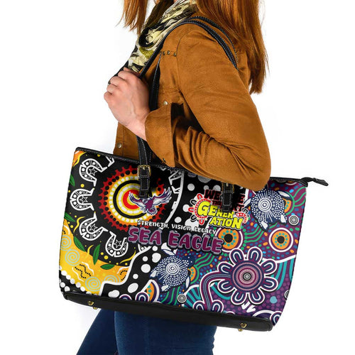 Sea Eagles NRL Celebrating 50 Years of Naidoc Leather Tote Bag NAIDOC Week 2025 Aboriginal