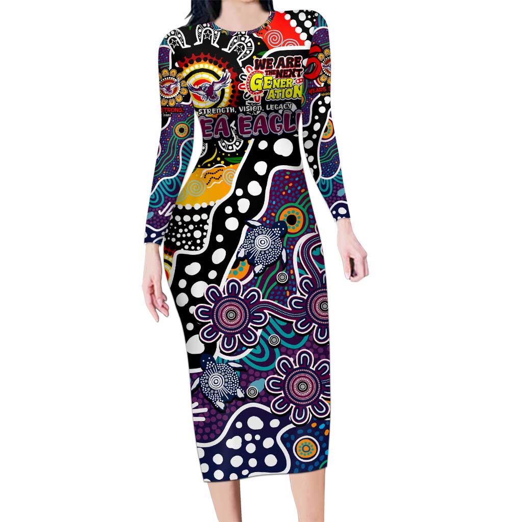 Personalised Sea Eagles NRL Celebrating 50 Years of Naidoc Long Sleeve Bodycon Dress NAIDOC Week 2025 Aboriginal