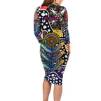 Personalised Sea Eagles NRL Celebrating 50 Years of Naidoc Long Sleeve Bodycon Dress NAIDOC Week 2025 Aboriginal
