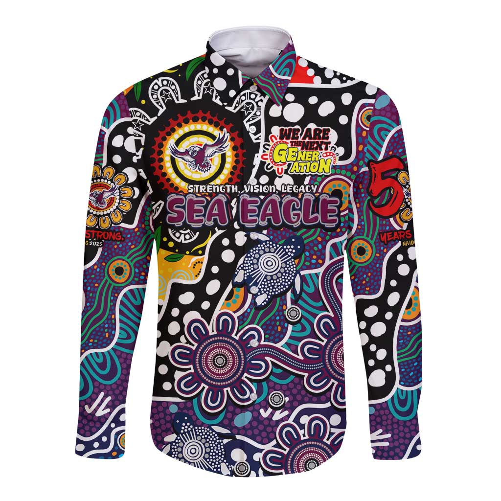 Personalised Sea Eagles NRL Celebrating 50 Years of Naidoc Long Sleeve Button Shirt NAIDOC Week 2025 Aboriginal