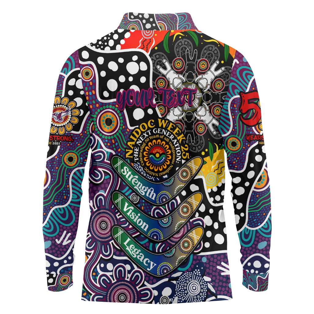Personalised Sea Eagles NRL Celebrating 50 Years of Naidoc Long Sleeve Polo Shirt NAIDOC Week 2025 Aboriginal