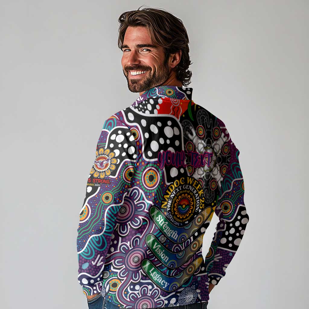 Personalised Sea Eagles NRL Celebrating 50 Years of Naidoc Long Sleeve Polo Shirt NAIDOC Week 2025 Aboriginal