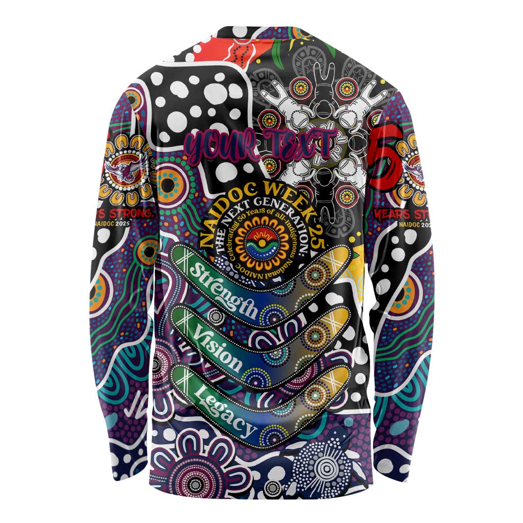 Personalised Sea Eagles NRL Celebrating 50 Years of Naidoc Long Sleeve Shirt NAIDOC Week 2025 Aboriginal