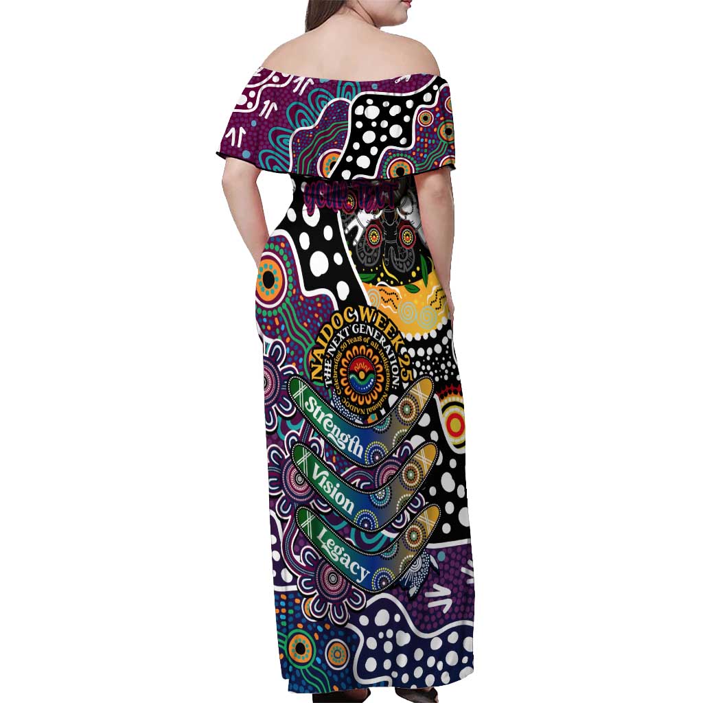 Personalised Sea Eagles NRL Celebrating 50 Years of Naidoc Off Shoulder Maxi Dress NAIDOC Week 2025 Aboriginal