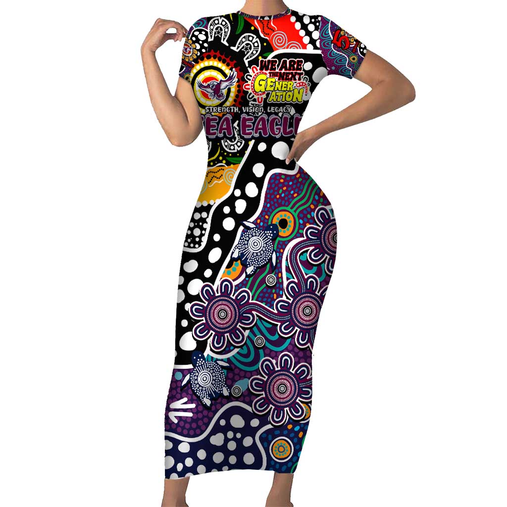 Personalised Sea Eagles NRL Celebrating 50 Years of Naidoc Short Sleeve Bodycon Dress NAIDOC Week 2025 Aboriginal