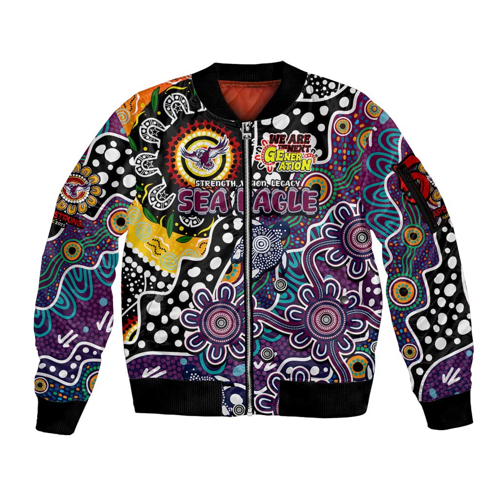 Personalised Sea Eagles NRL Celebrating 50 Years of Naidoc Sleeve Zip Bomber Jacket NAIDOC Week 2025 Aboriginal