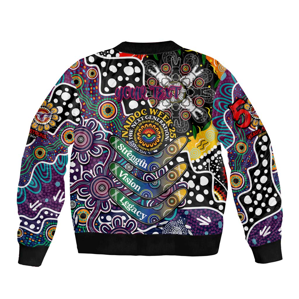 Personalised Sea Eagles NRL Celebrating 50 Years of Naidoc Sleeve Zip Bomber Jacket NAIDOC Week 2025 Aboriginal