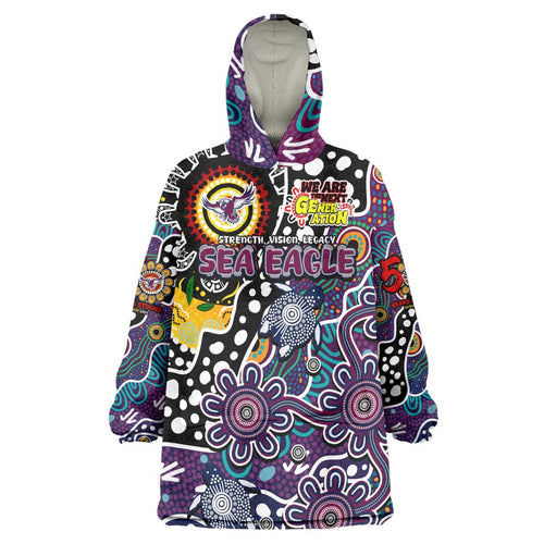 Personalised Sea Eagles NRL Celebrating 50 Years of Naidoc Wearable Blanket Hoodie NAIDOC Week 2025 Aboriginal