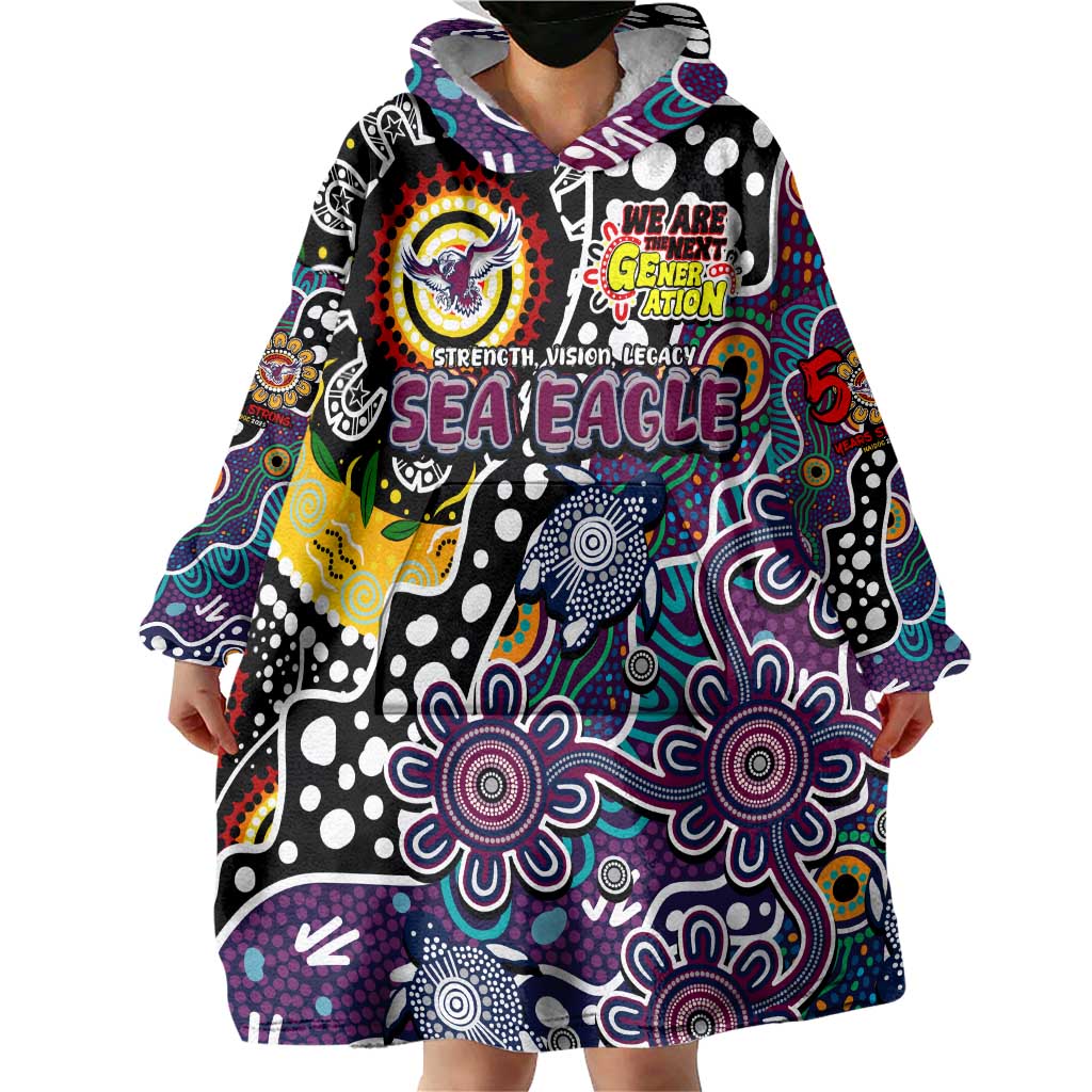 Personalised Sea Eagles NRL Celebrating 50 Years of Naidoc Wearable Blanket Hoodie NAIDOC Week 2025 Aboriginal