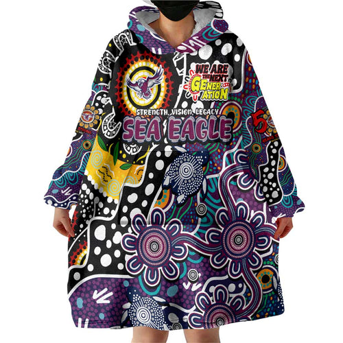 Personalised Sea Eagles NRL Celebrating 50 Years of Naidoc Wearable Blanket Hoodie NAIDOC Week 2025 Aboriginal