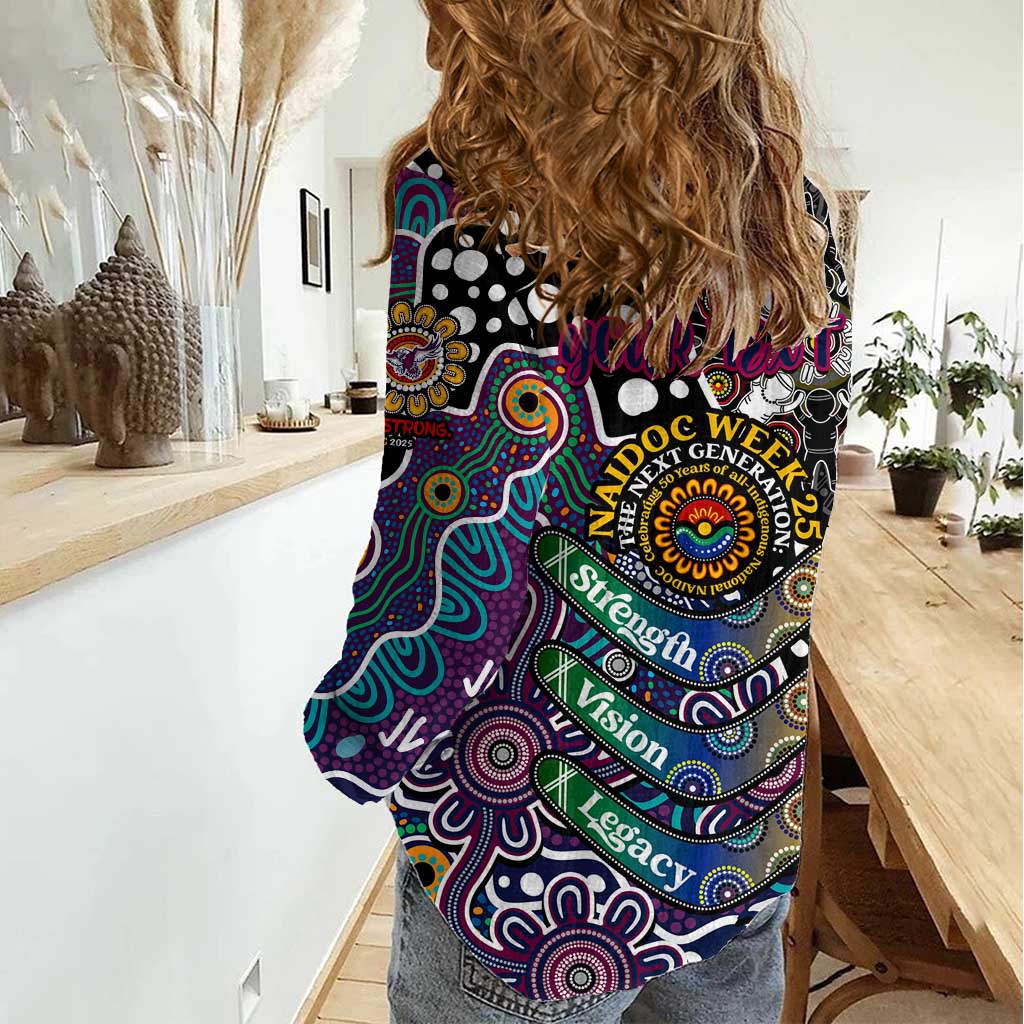 Personalised Sea Eagles NRL Celebrating 50 Years of Naidoc Women Casual Shirt NAIDOC Week 2025 Aboriginal