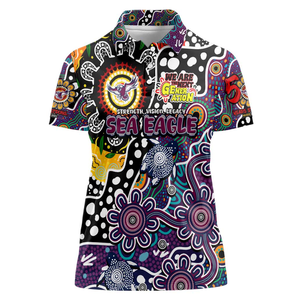 Personalised Sea Eagles NRL Celebrating 50 Years of Naidoc Women Polo Shirt NAIDOC Week 2025 Aboriginal