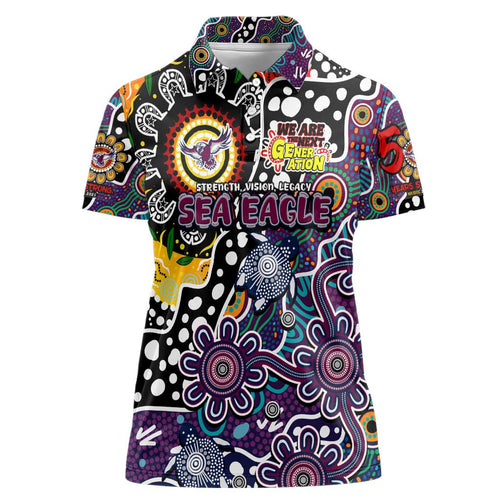 Personalised Sea Eagles NRL Celebrating 50 Years of Naidoc Women Polo Shirt NAIDOC Week 2025 Aboriginal