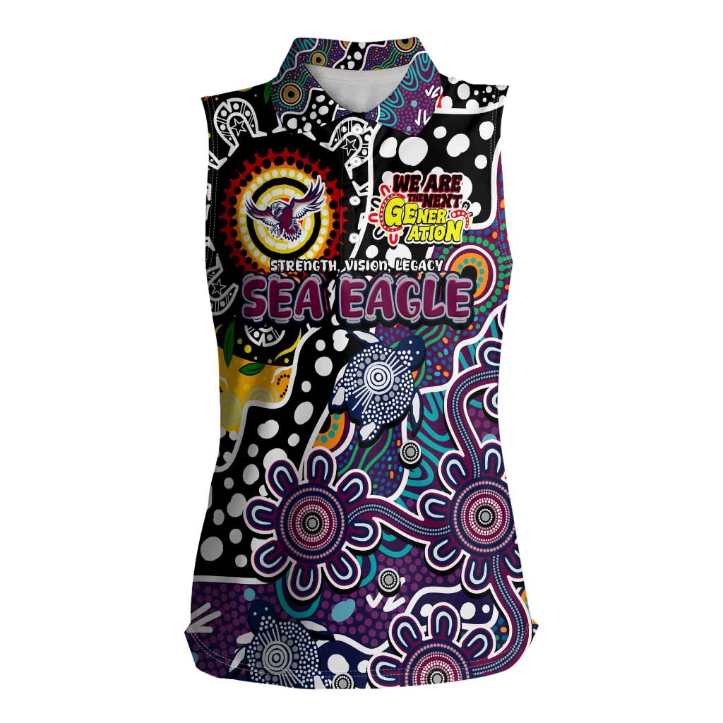 Personalised Sea Eagles NRL Celebrating 50 Years of Naidoc Women Sleeveless Polo Shirt NAIDOC Week 2025 Aboriginal