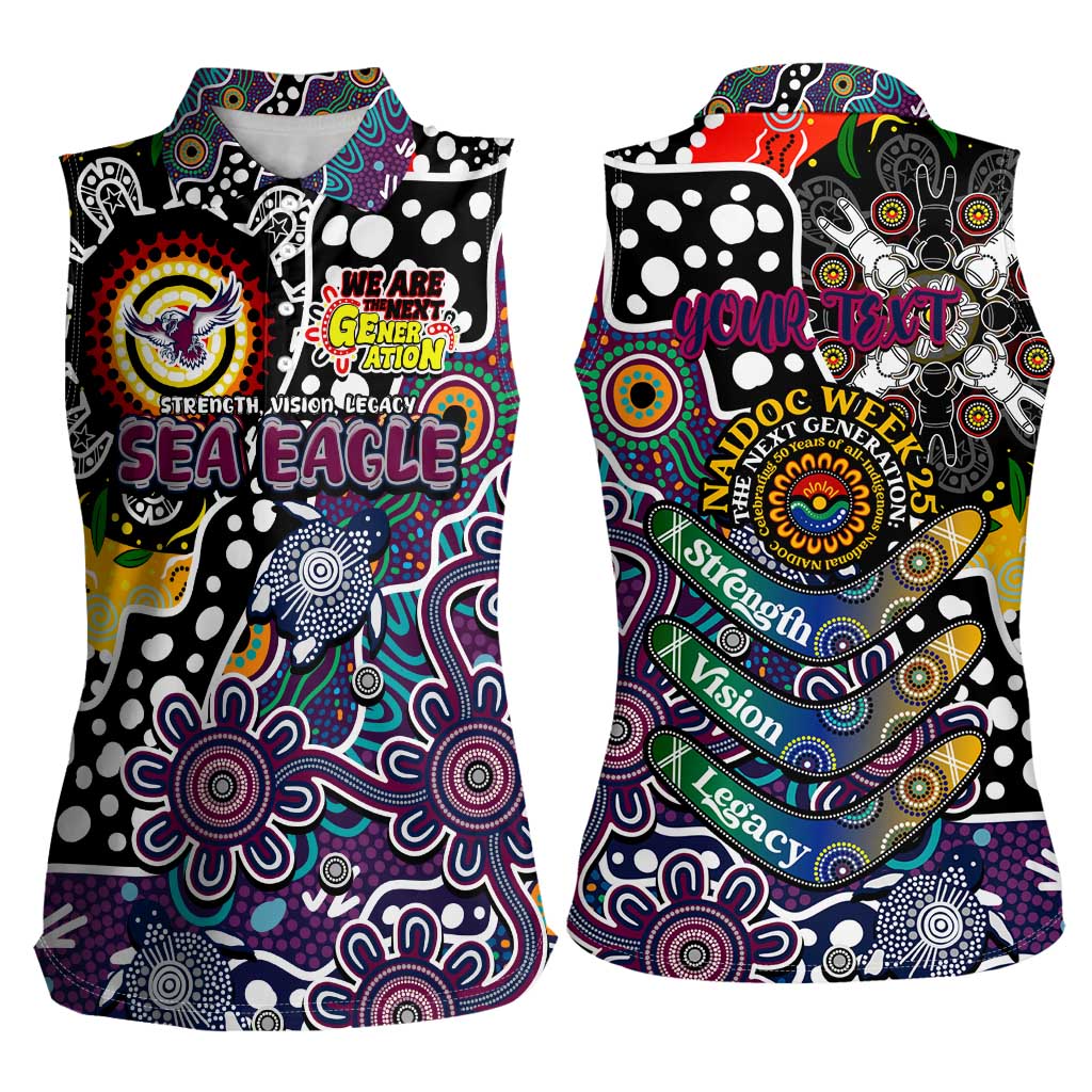 Personalised Sea Eagles NRL Celebrating 50 Years of Naidoc Women Sleeveless Polo Shirt NAIDOC Week 2025 Aboriginal