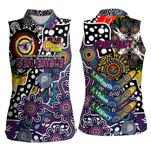 Personalised Sea Eagles NRL Celebrating 50 Years of Naidoc Women Sleeveless Polo Shirt NAIDOC Week 2025 Aboriginal