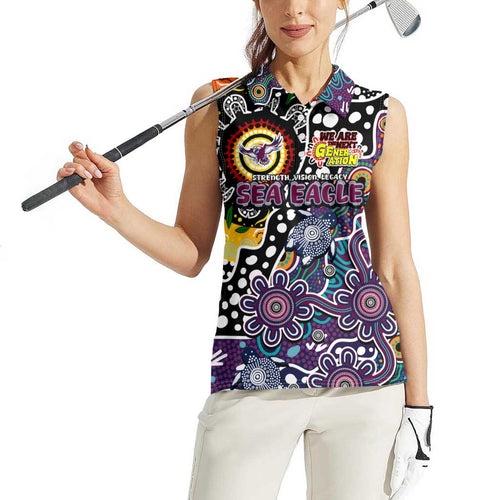 Personalised Sea Eagles NRL Celebrating 50 Years of Naidoc Women Sleeveless Polo Shirt NAIDOC Week 2025 Aboriginal
