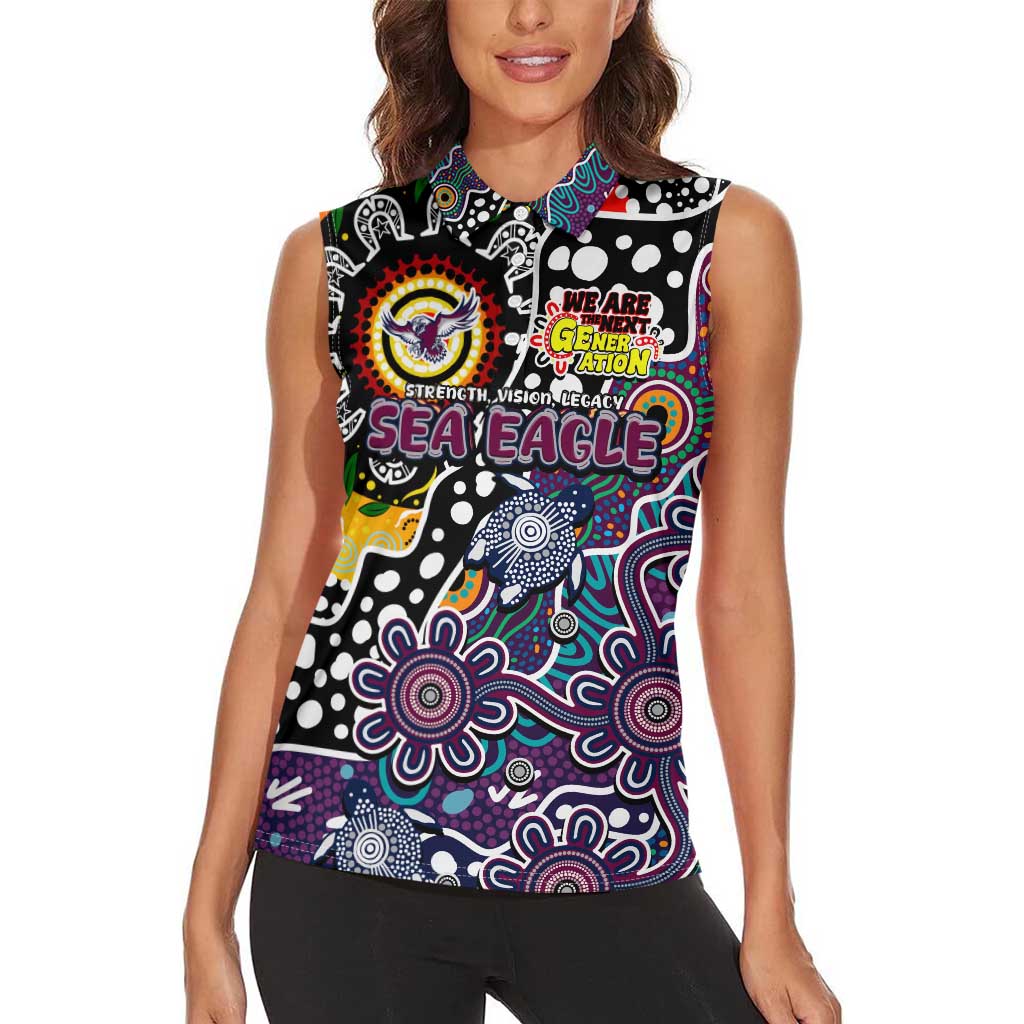 Personalised Sea Eagles NRL Celebrating 50 Years of Naidoc Women Sleeveless Polo Shirt NAIDOC Week 2025 Aboriginal