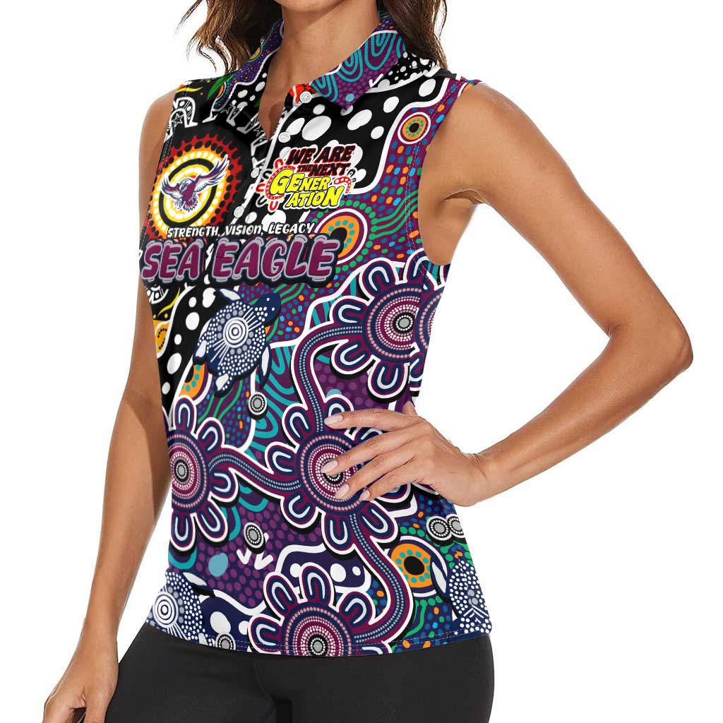 Personalised Sea Eagles NRL Celebrating 50 Years of Naidoc Women Sleeveless Polo Shirt NAIDOC Week 2025 Aboriginal