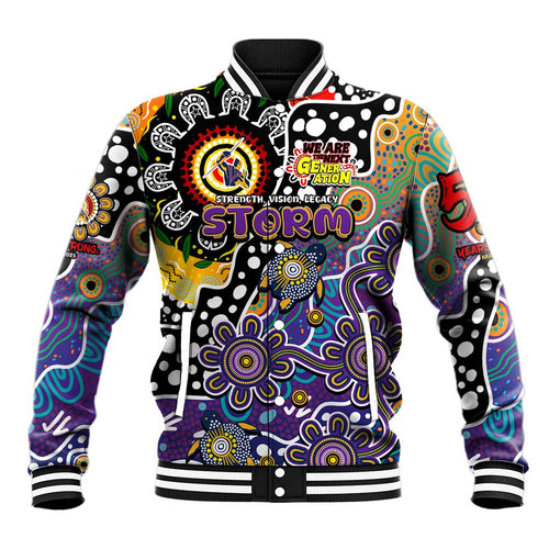Personalised Storm NRL Celebrating 50 Years of Naidoc Baseball Jacket NAIDOC Week 2025 Aboriginal