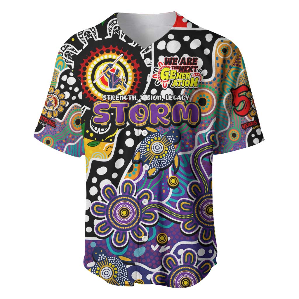 Personalised Storm NRL Celebrating 50 Years of Naidoc Baseball Jersey NAIDOC Week 2025 Aboriginal