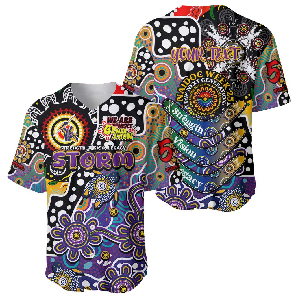 Personalised Storm NRL Celebrating 50 Years of Naidoc Baseball Jersey NAIDOC Week 2025 Aboriginal