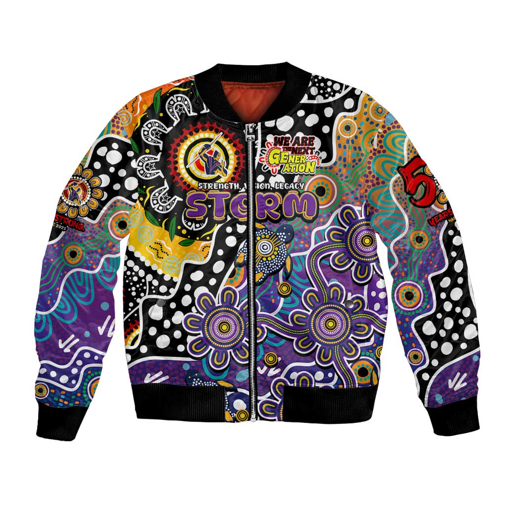 Personalised Storm NRL Celebrating 50 Years of Naidoc Bomber Jacket NAIDOC Week 2025 Aboriginal