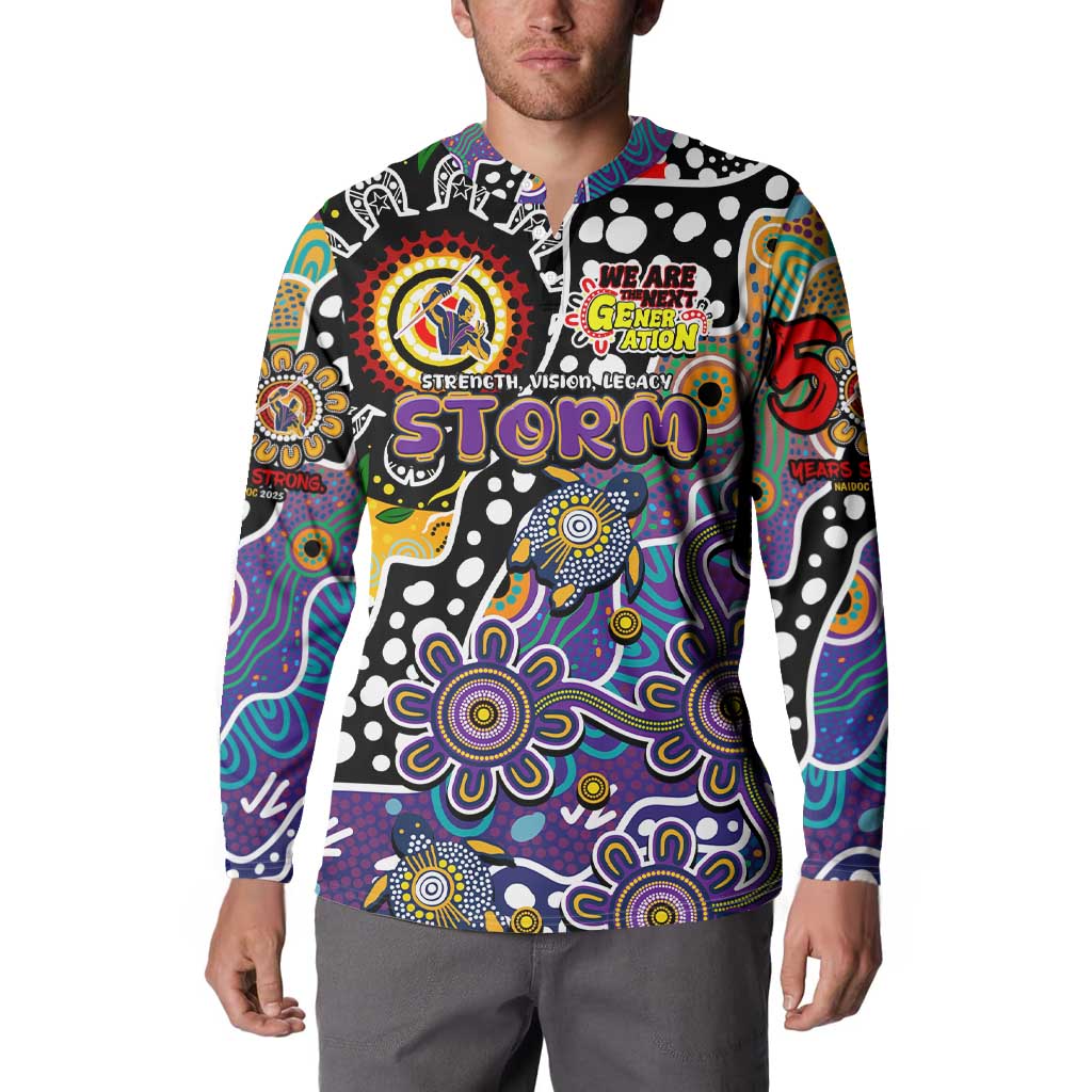Personalised Storm NRL Celebrating 50 Years of Naidoc Button Sweatshirt NAIDOC Week 2025 Aboriginal