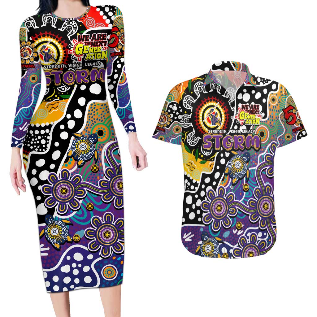 Personalised Storm NRL Celebrating 50 Years of Naidoc Couples Matching Long Sleeve Bodycon Dress and Hawaiian Shirt NAIDOC Week 2025 Aboriginal