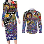 Personalised Storm NRL Celebrating 50 Years of Naidoc Couples Matching Long Sleeve Bodycon Dress and Long Sleeve Button Shirt NAIDOC Week 2025 Aboriginal